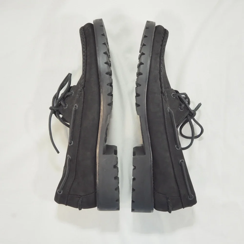 Thursday Boot Co Handsewn Loafer Men 9.5 Black Matte Leather Boat Shoe Lug Sole